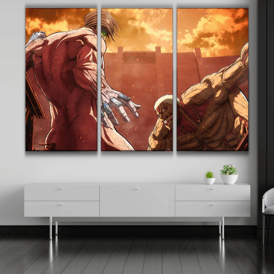 Attack Titan vs Armored Titan Art Poster