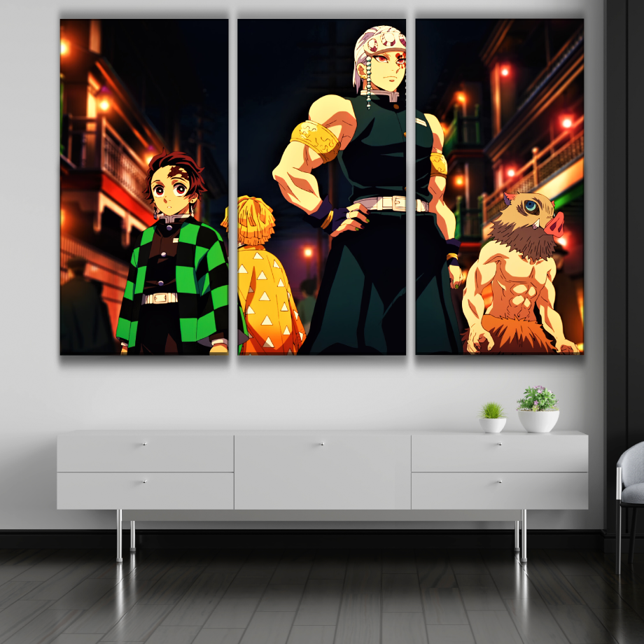 Tanjiro, Zenitsu, Inosuke and Tengen Poster