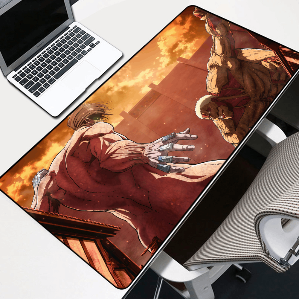 Attack Titan vs Armored Titan Art Mouse Pad