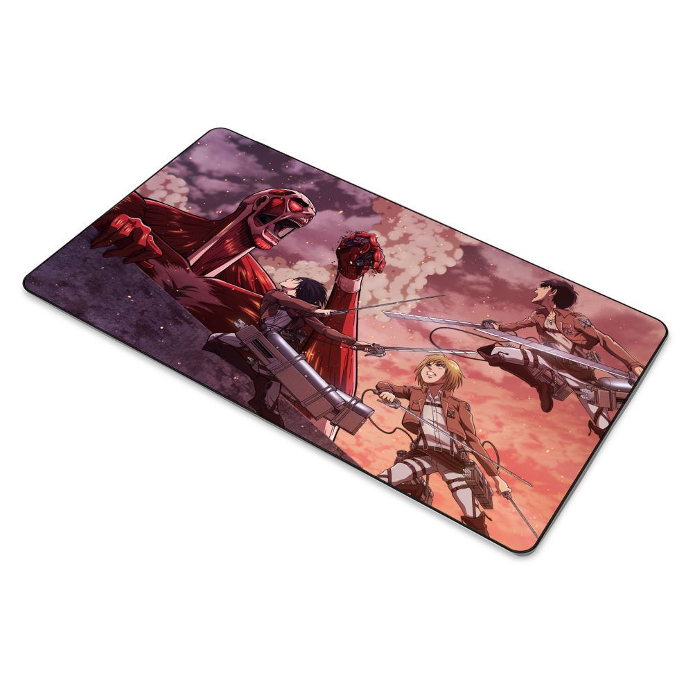 Armin, Eren and Mikasa vs Colossal Titan Mouse Pad