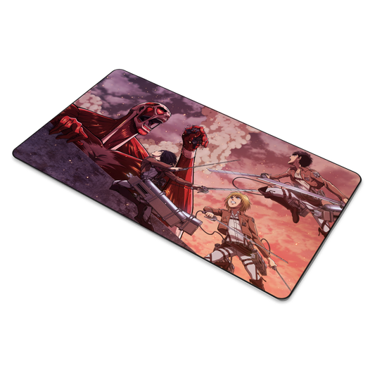 Armin, Eren and Mikasa vs Colossal Titan Mouse Pad