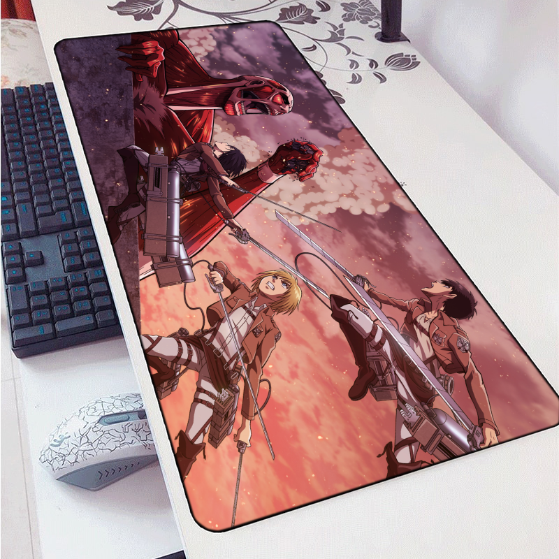 Armin, Eren and Mikasa vs Colossal Titan Mouse Pad