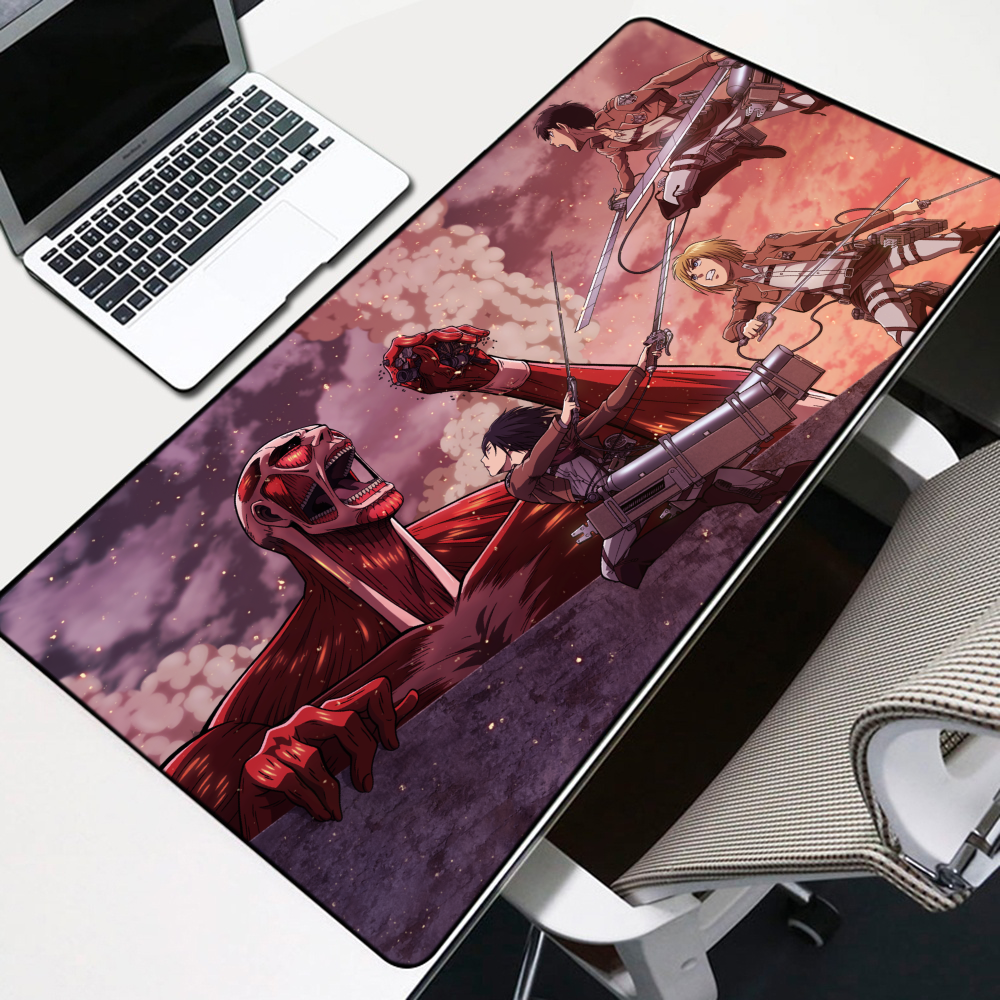 Armin, Eren and Mikasa vs Colossal Titan Mouse Pad