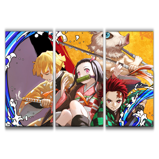 Tanjiro, Zenitsu, Inosuke and Nezuko Anime Poster