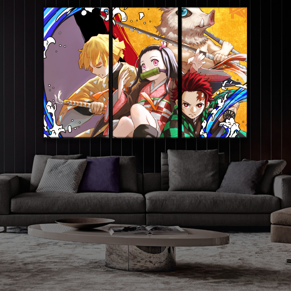 Tanjiro, Zenitsu, Inosuke and Nezuko Anime Poster