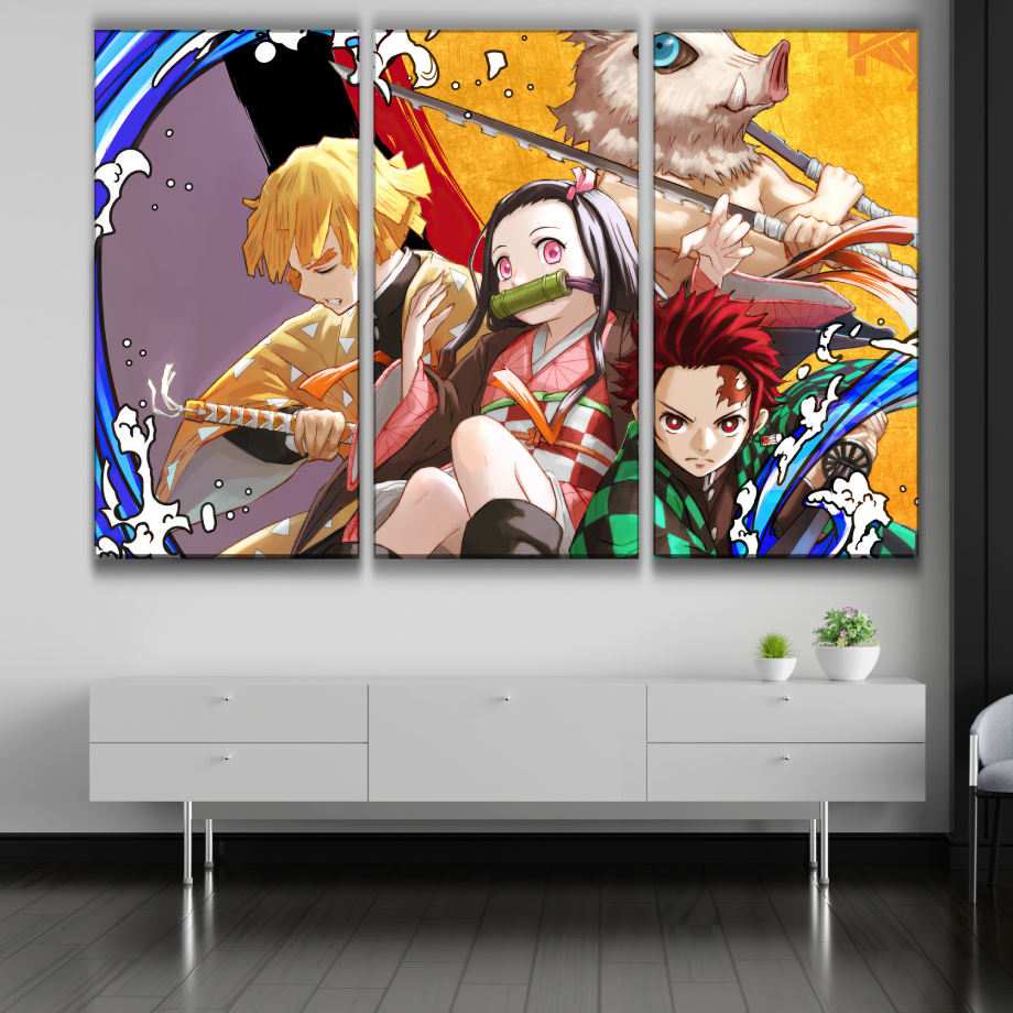 Tanjiro, Zenitsu, Inosuke and Nezuko Anime Poster